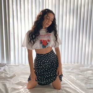 Flower print midi skirt